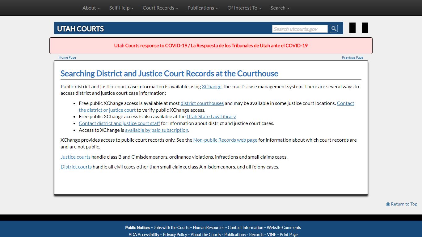 Searching District and Justice Court Records at the ...