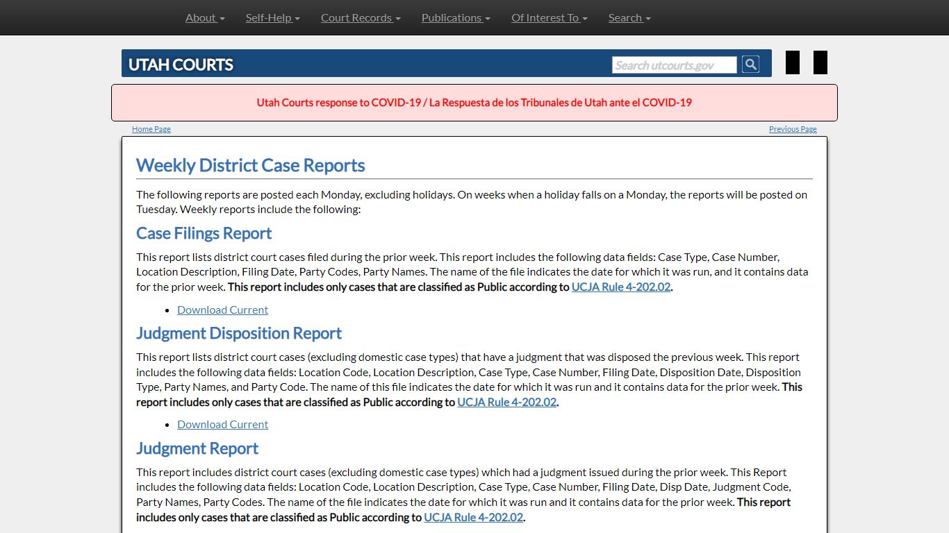 Utah Courts - Weekly District Case Reports